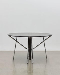 PH Dining Table Folding, Chrome, Black Oak Veneer Table Plate, Veneered Edge