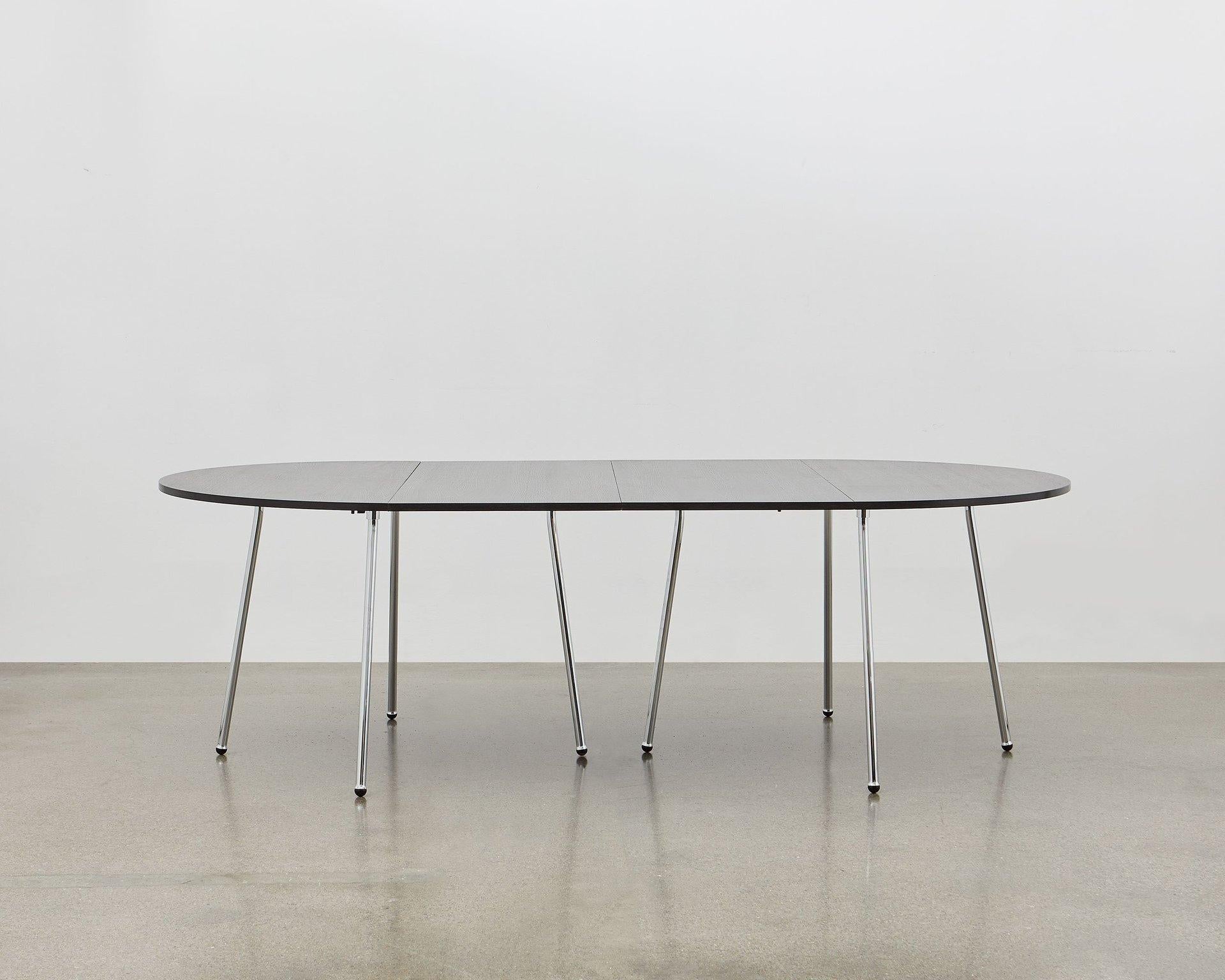 Bauhaus PH Dining Table Folding, Chrome, Black Oak Veneer Table Plate, Veneered Edge For Sale