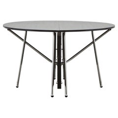 PH Dining Table Folding, Chrome, Black Oak Veneer Table Plate, Veneered Edge