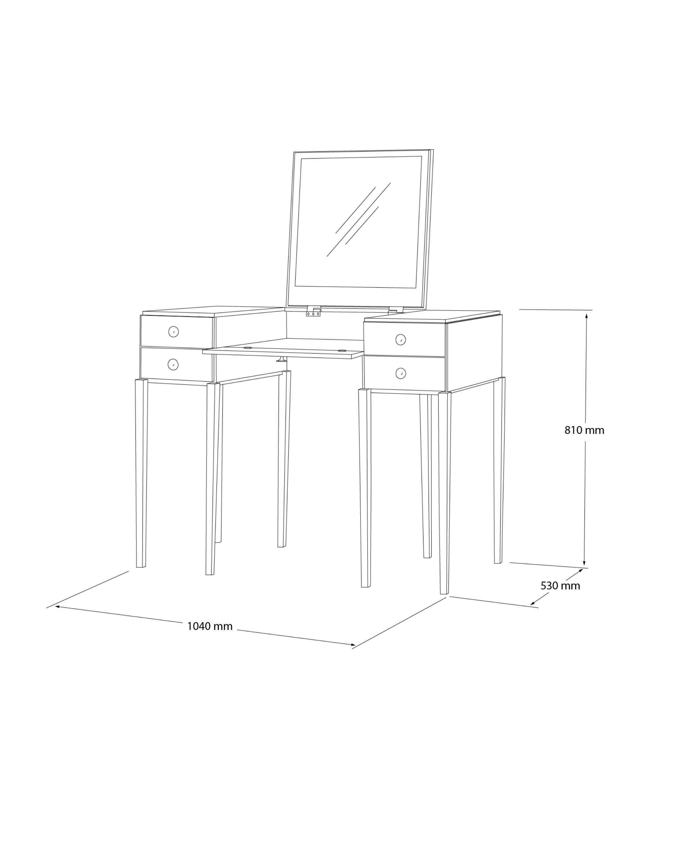Tavolino da toilette PH, impiallacciato in rovere nero, cassetti in frassino bianco in vendita 2