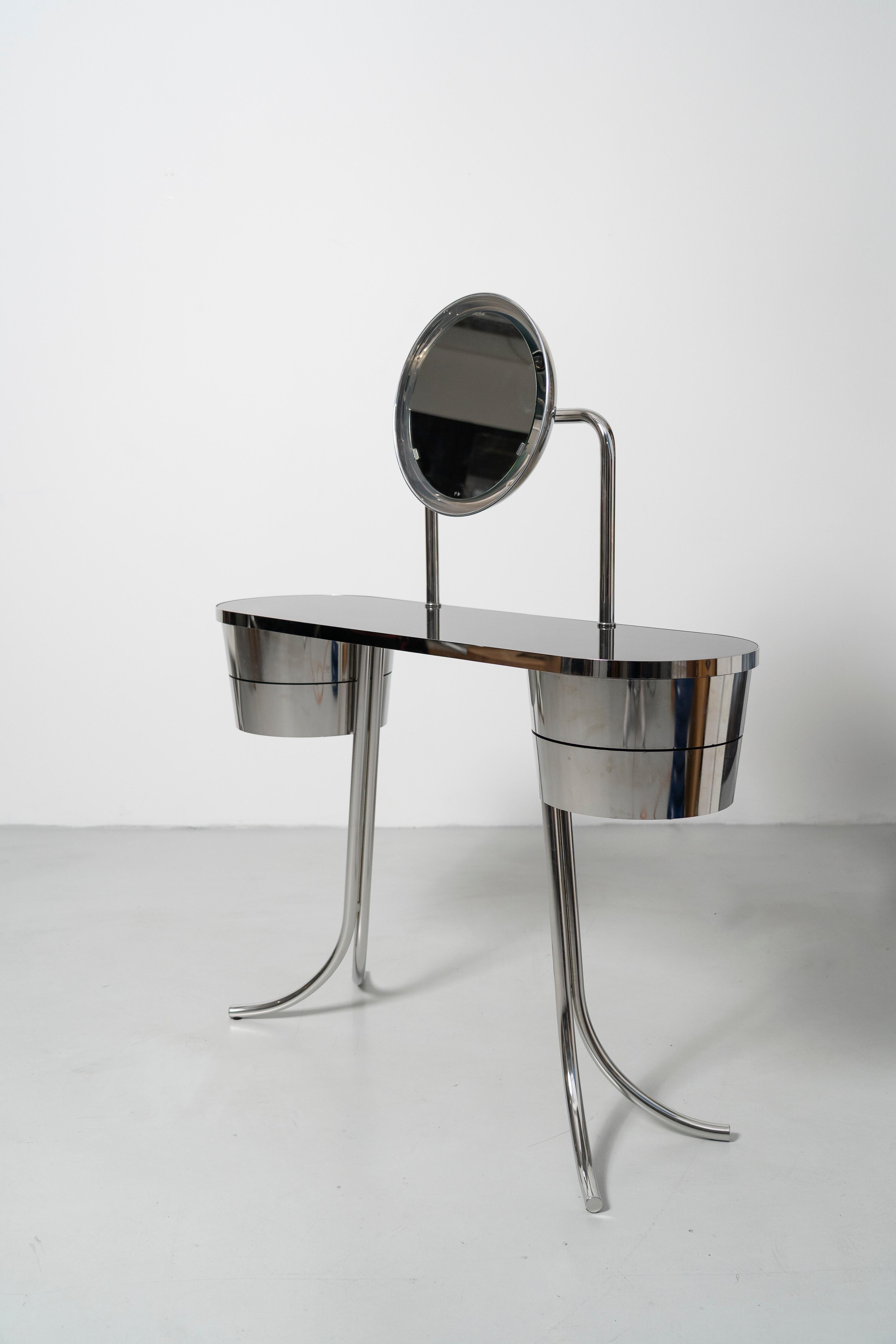 Danish PH Dressing Table Steel - with elegant drawers and optional mirror with light For Sale