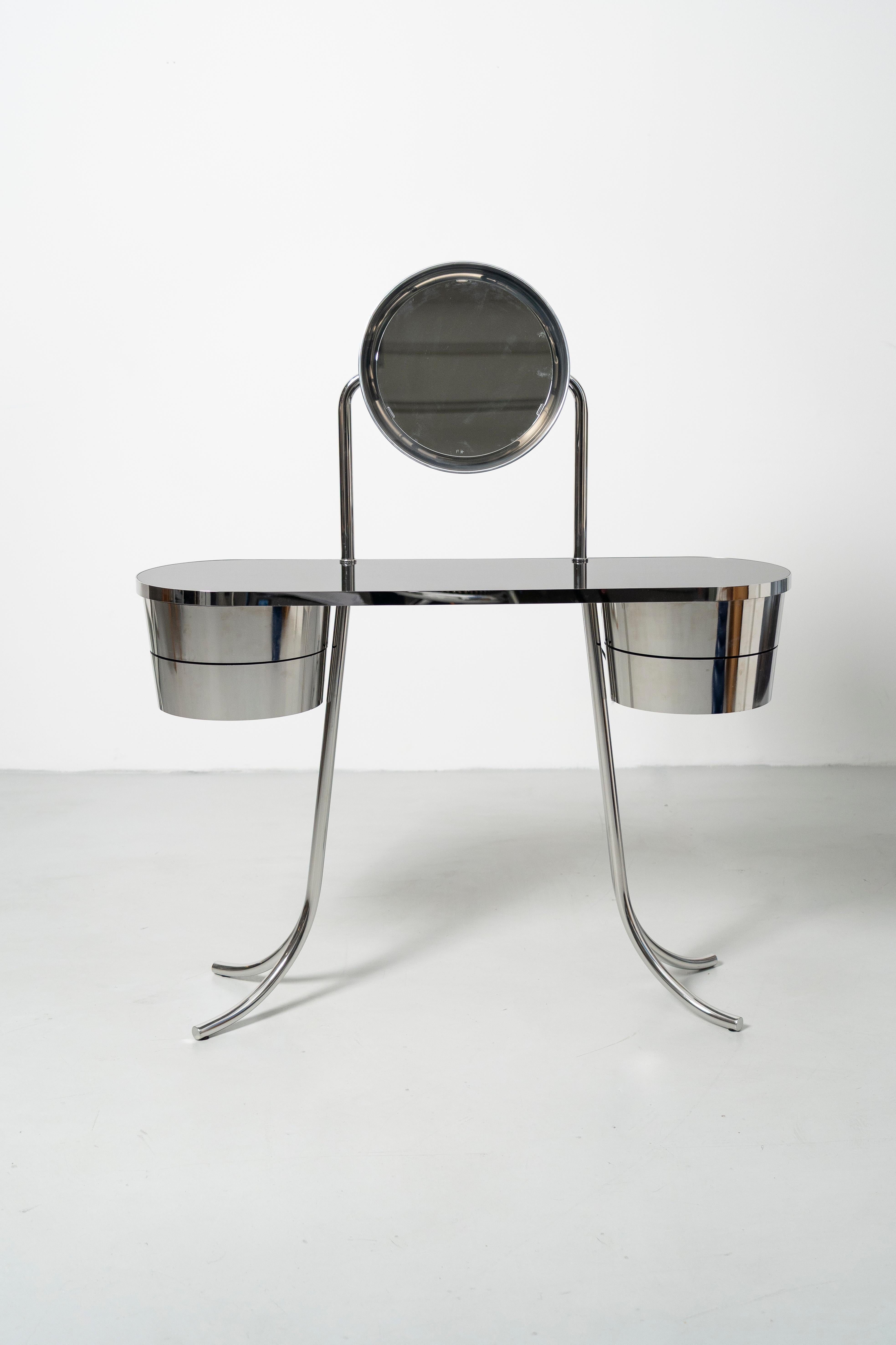 Wood PH Dressing Table Steel - with elegant drawers and optional mirror with light For Sale