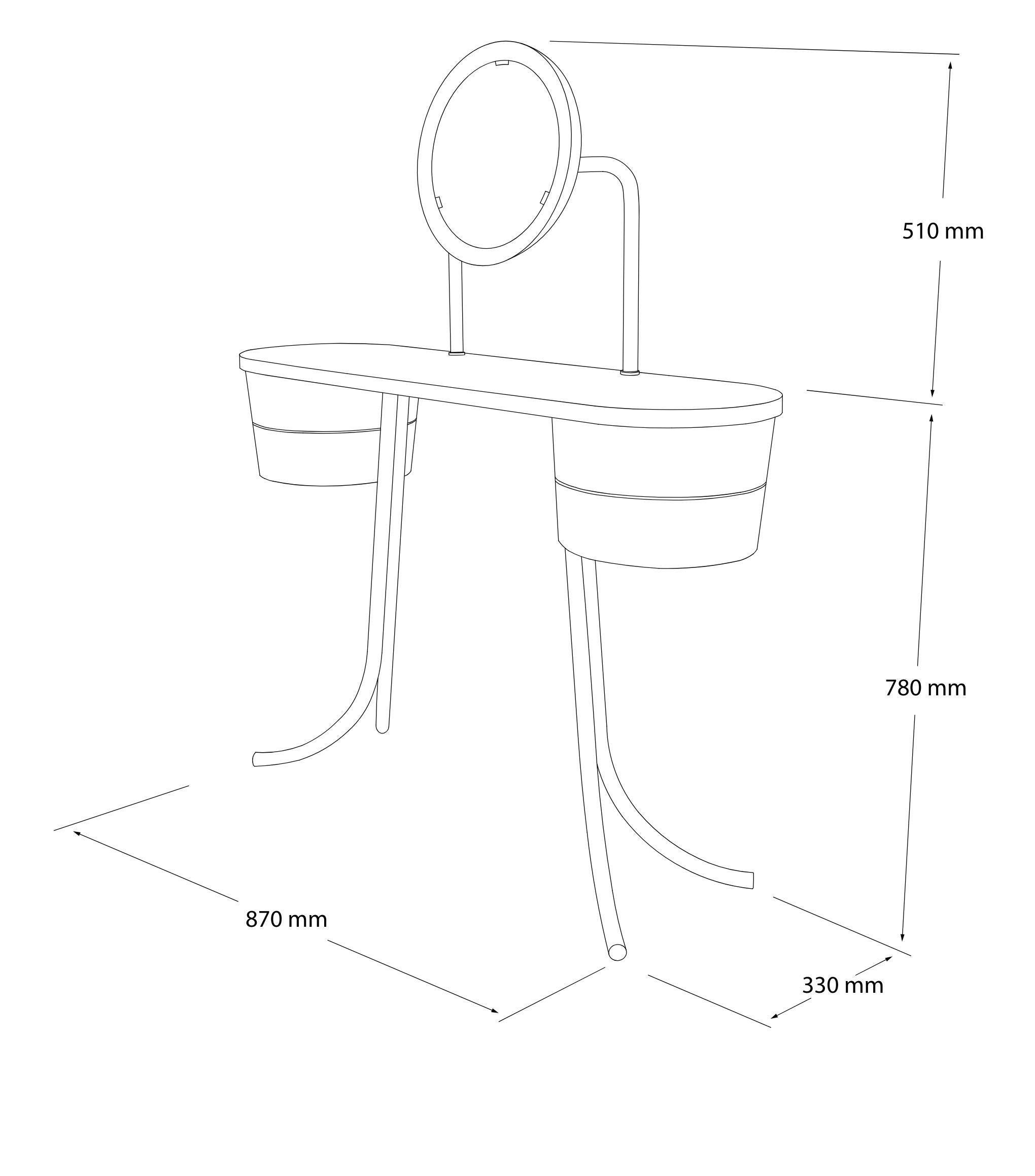 PH Dressing Table Steel - with elegant drawers and optional mirror with light For Sale 1