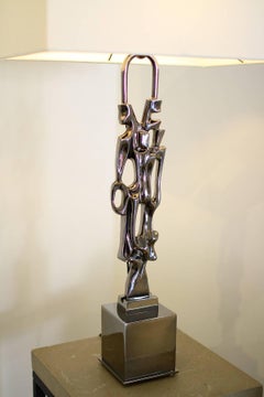 Philippe Gabriel Papineau - Paire de lampes de bureau en nickel noir et bronze