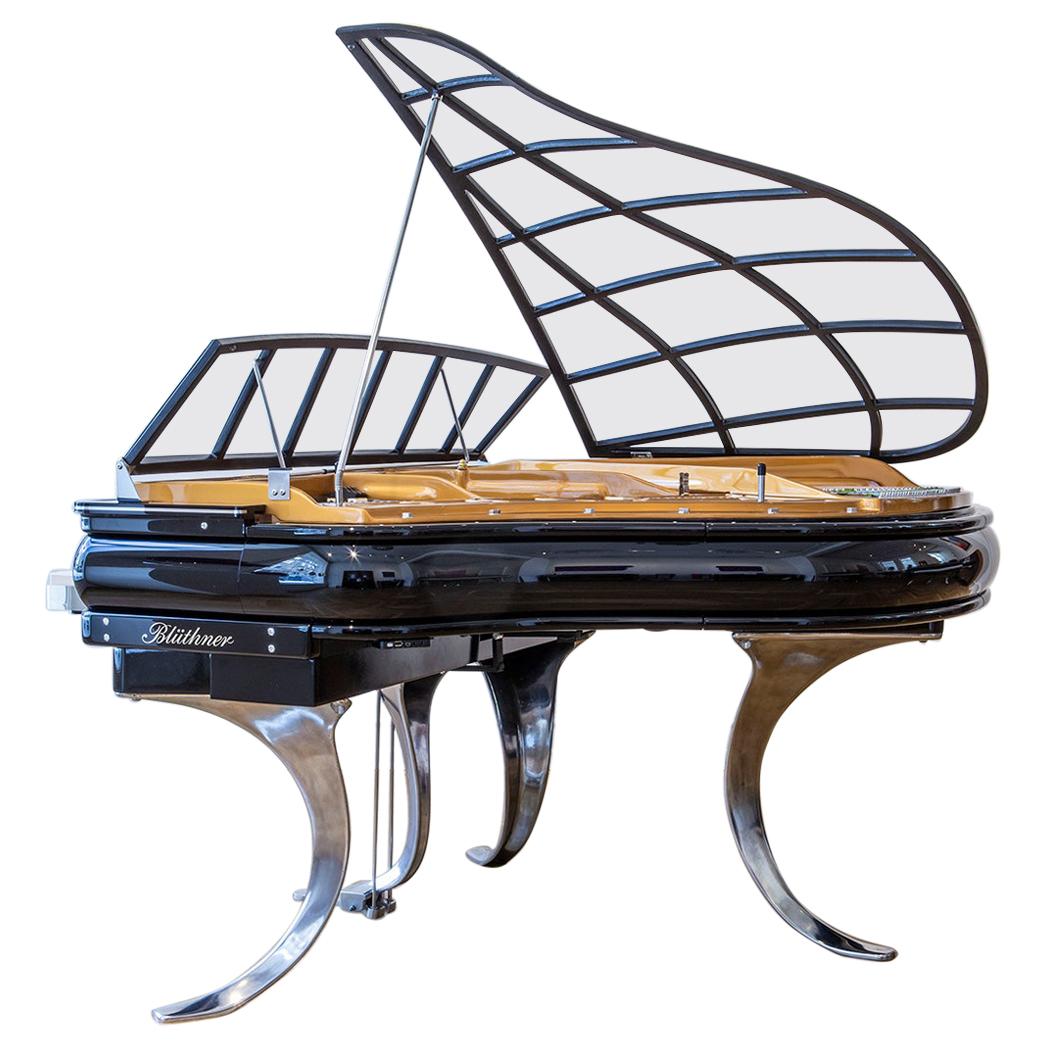 PH Grand Piano PH150 Avantgarde, Black High Glass Wood with Chrome Lid For Sale