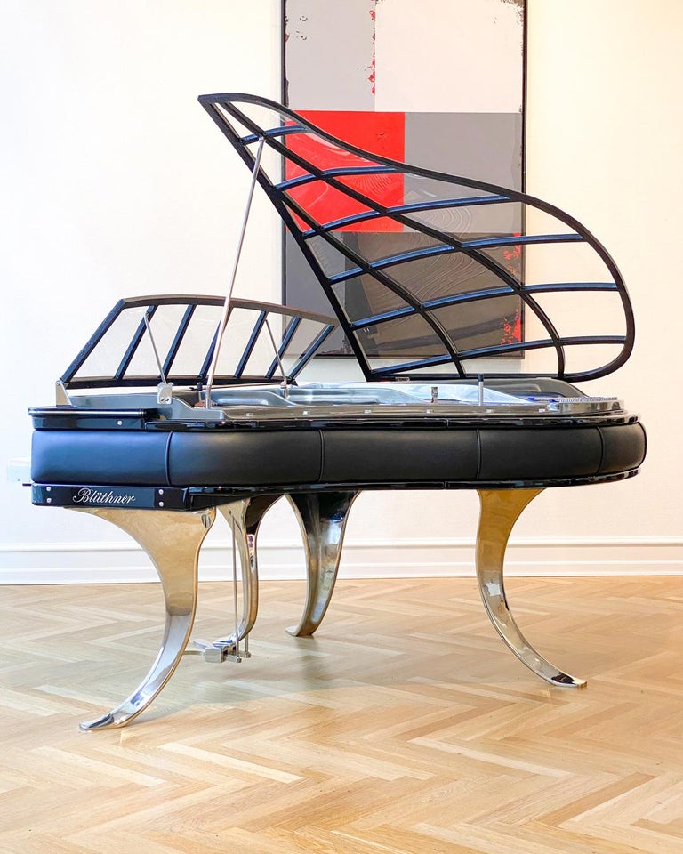 PH Grand Piano PH150 Excellence, Black Leather and Chrome, Modern,  Sculptural For Sale at 1stDibs