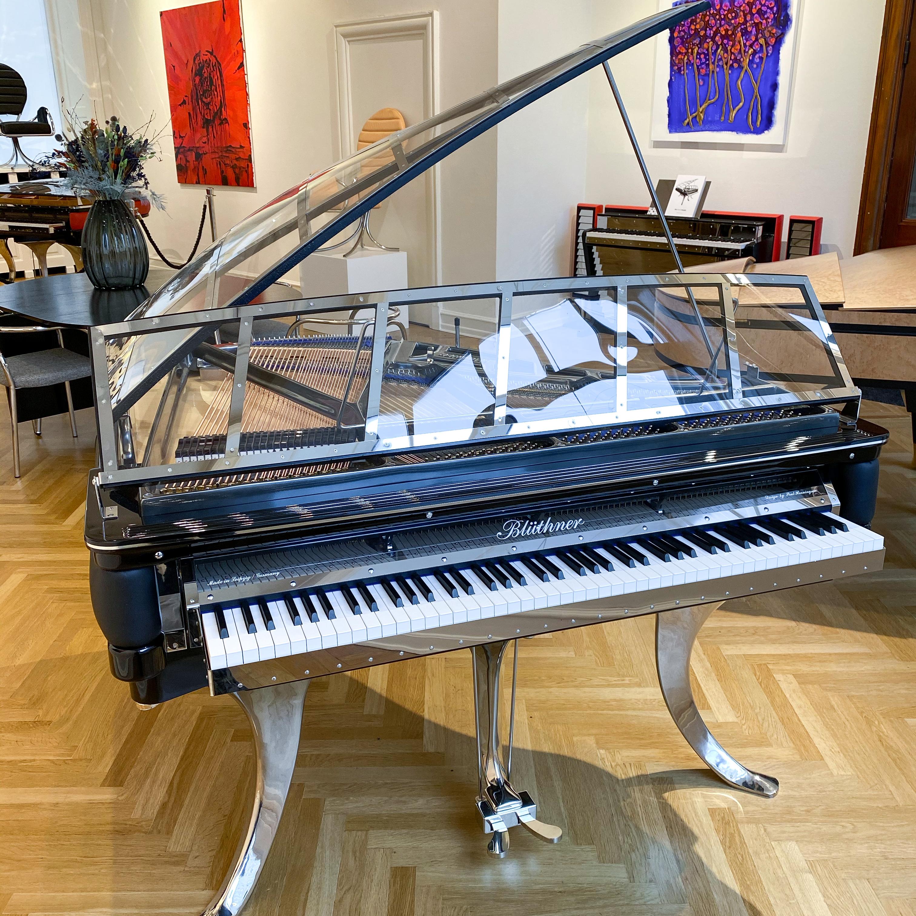 PH Grand Piano PH150 Exzellente Qualität, schwarzes Leder und Chrom, modern, skulptural (Bauhaus) im Angebot