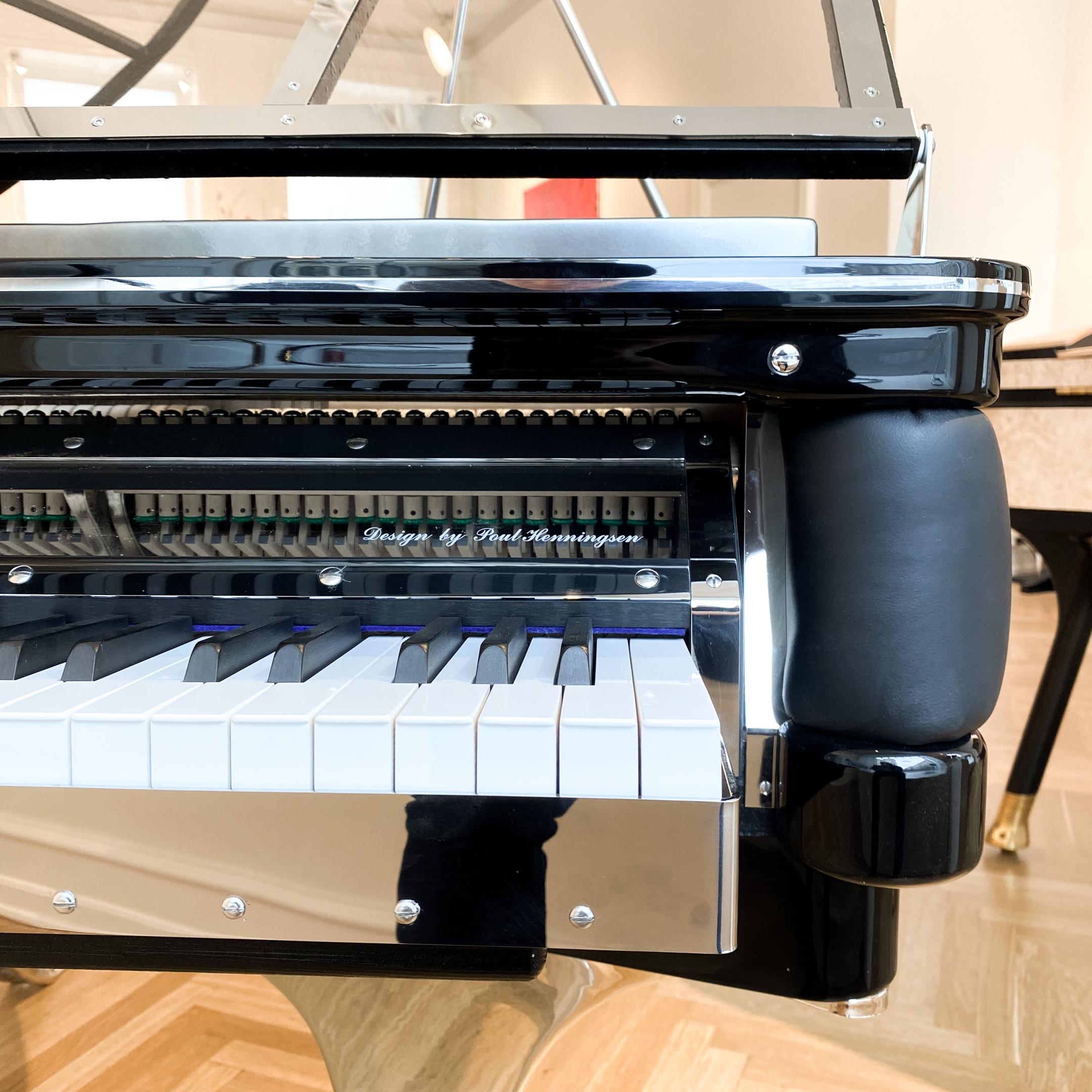 Danish PH Grand Piano PH150 Excellence, Black Leather and Chrome, Modern, Sculptural For Sale