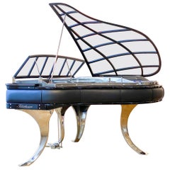 Retro PH Grand Piano PH150 Excellence, Black Leather and Chrome, Modern, Sculptural
