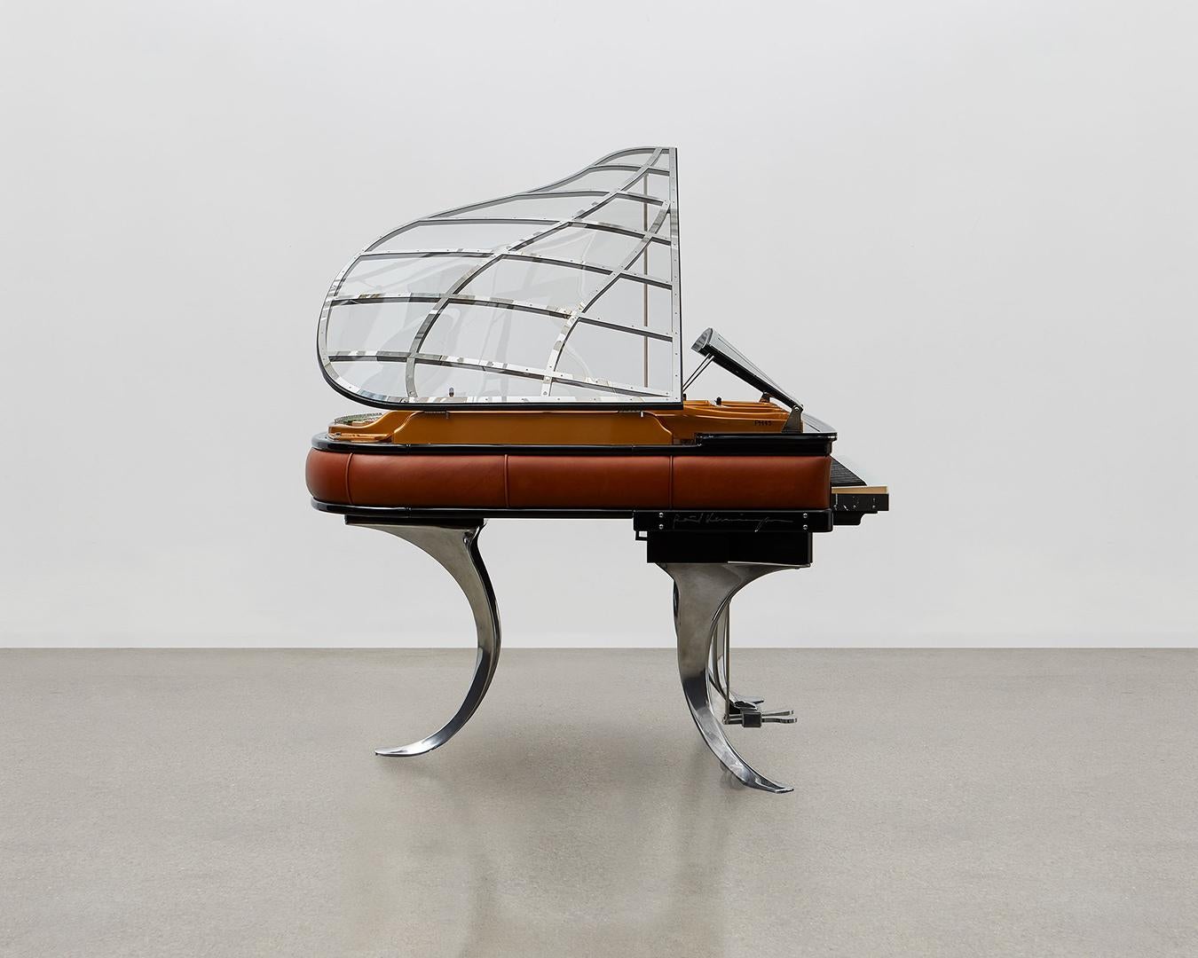 Bauhaus PH Grand Piano PH150 Excellence, cognac leather with chrome, Modern, Sculptural For Sale
