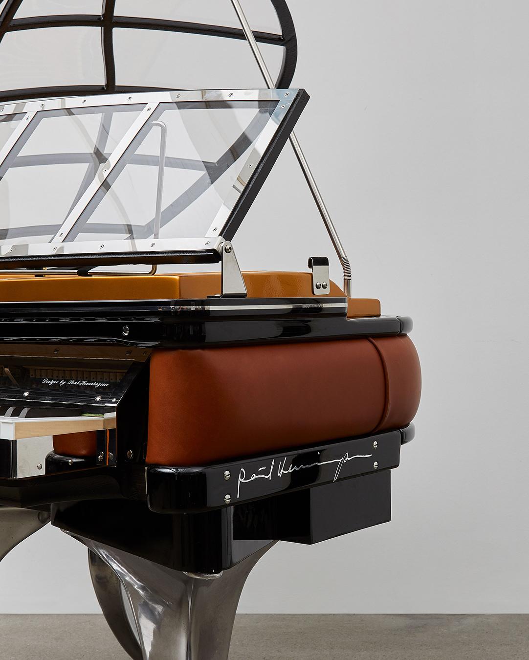 Contemporary PH Grand Piano PH150 Excellence, cognac leather with chrome, Modern, Sculptural For Sale