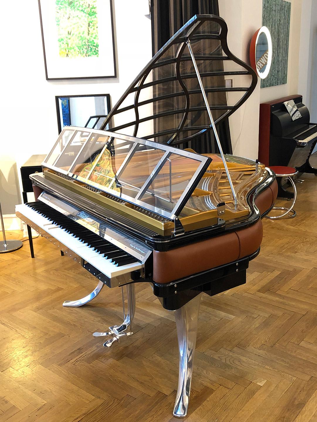 PH Grand Piano PH150 Excellence, cognac leather with chrome, Modern, Sculptural For Sale 2