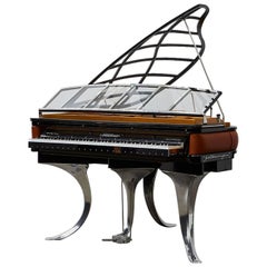 PH Grand Piano PH150 Excellence, cuir cognac avec chrome, moderne, sculptural