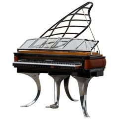 PH Grand Piano PH150 Exzellente Qualität, cognacfarbenes Leder mit Chrom, modern, skulptural