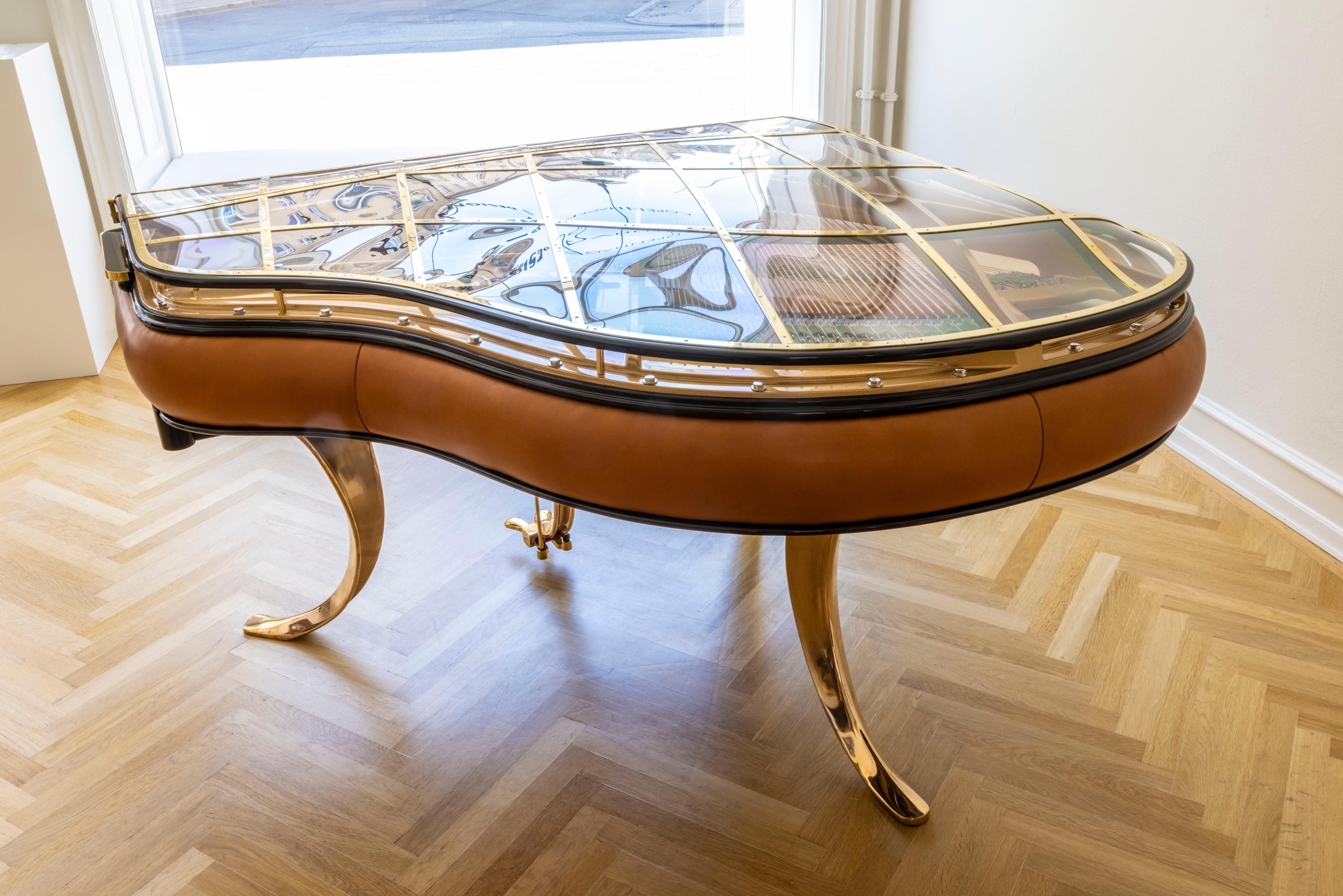 Danish PH Grand Piano PH157 Legacy, Walnut Cognac Leather Brass, Modern, Sculptural For Sale