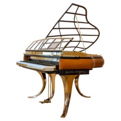 Vintage PH Grand Piano PH157 Legacy, Walnut Cognac Leather Brass, Modern, Sculptural