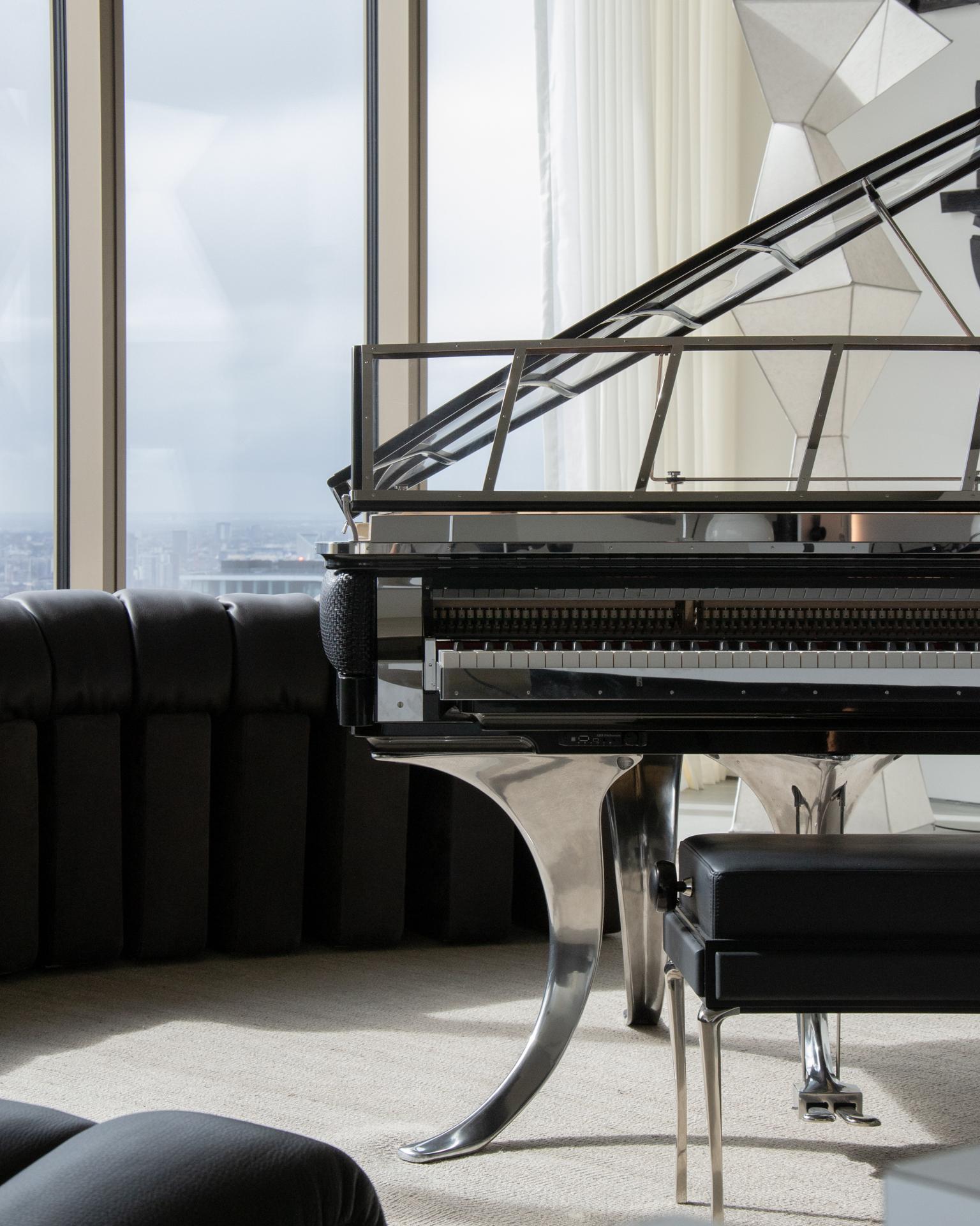 PH Grand Piano PH159 Legacy, schwarzes gewebtes Leder, Chrom im Zustand „Neu“ im Angebot in Copenhagen, DK