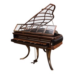 Piano à queue PH159 Legacy, cuir tissé noir, laiton oxydé, Wood Wood