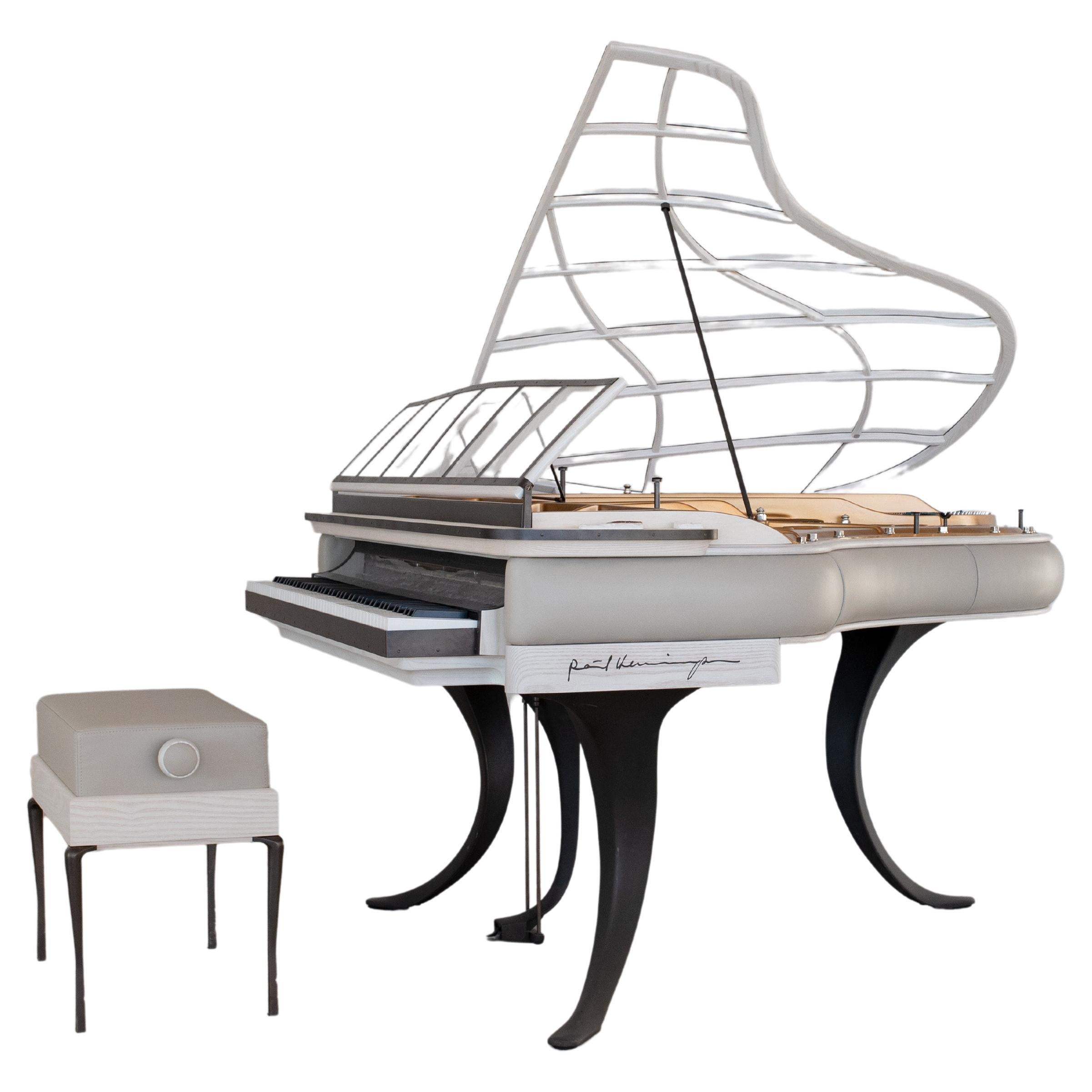 PH Grand Piano PH170 Curated, Mineral Leather, White Oak and Burned Brass For Sale