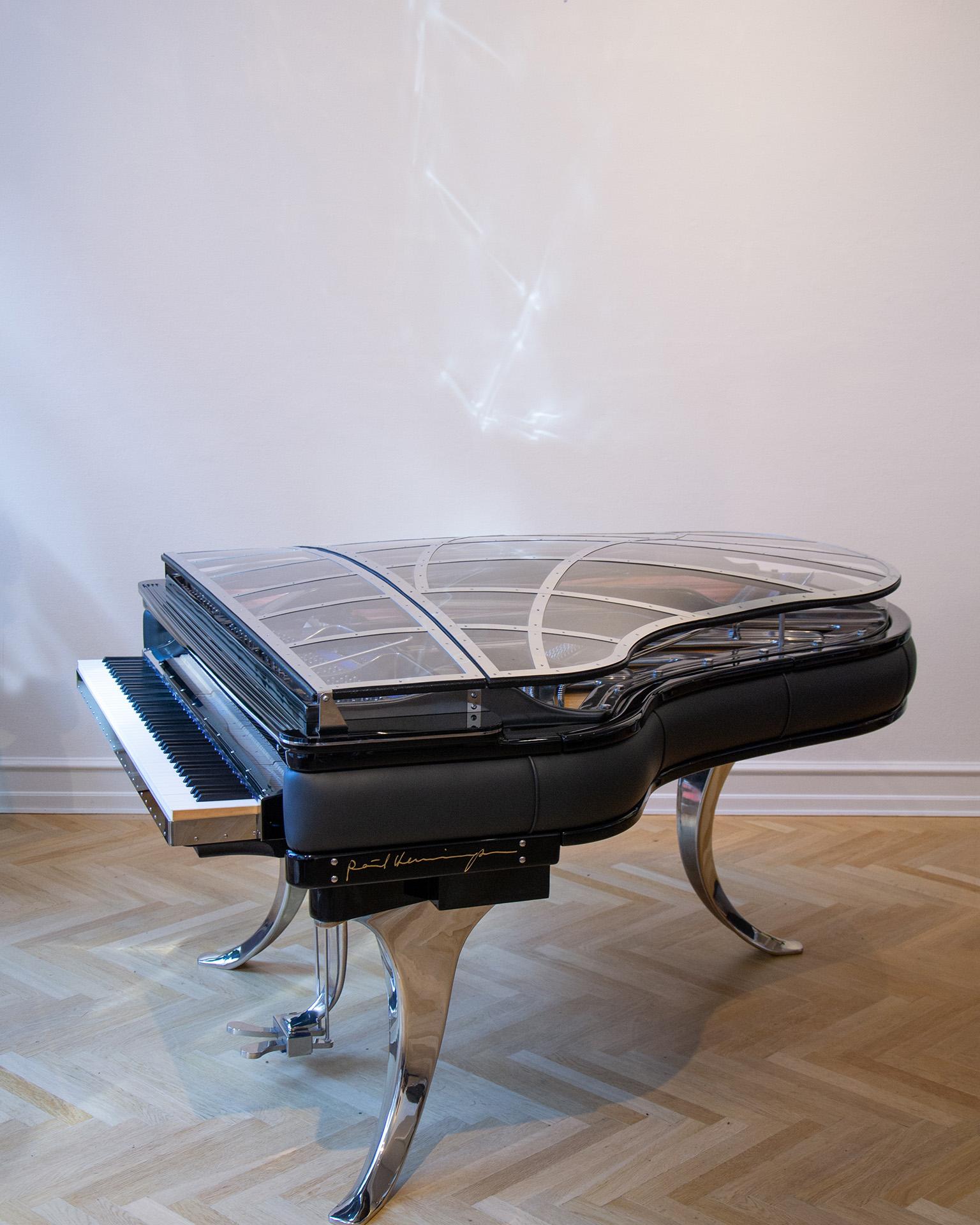 PH Grand Piano PH186 Exzellente Qualität, Schwarzes Leder, Chrom, Moderne, Skulpturale (Dänisch) im Angebot