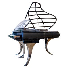 Retro PH Grand Piano PH186 Excellence, Black Leather, Chrome, Modern, Sculptural