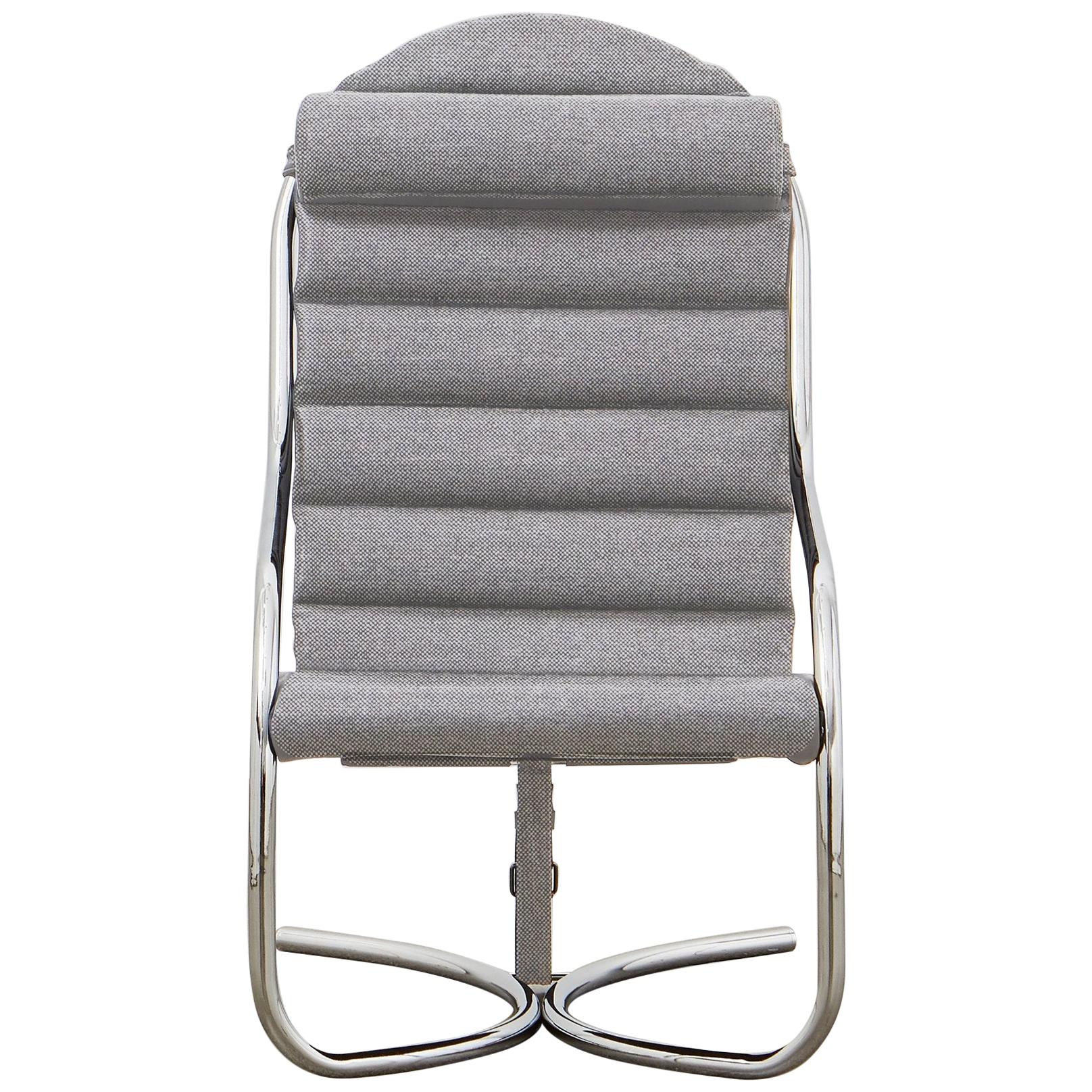 PH Lounge Chair, Chrome, Hallingdal Light Grey 126