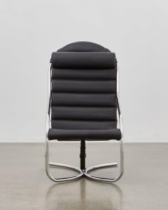 PH Lounge Chair, chrome, leather extreme black