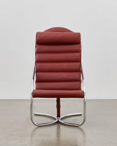 PH Lounge Chair, chrome, leather extreme indianred