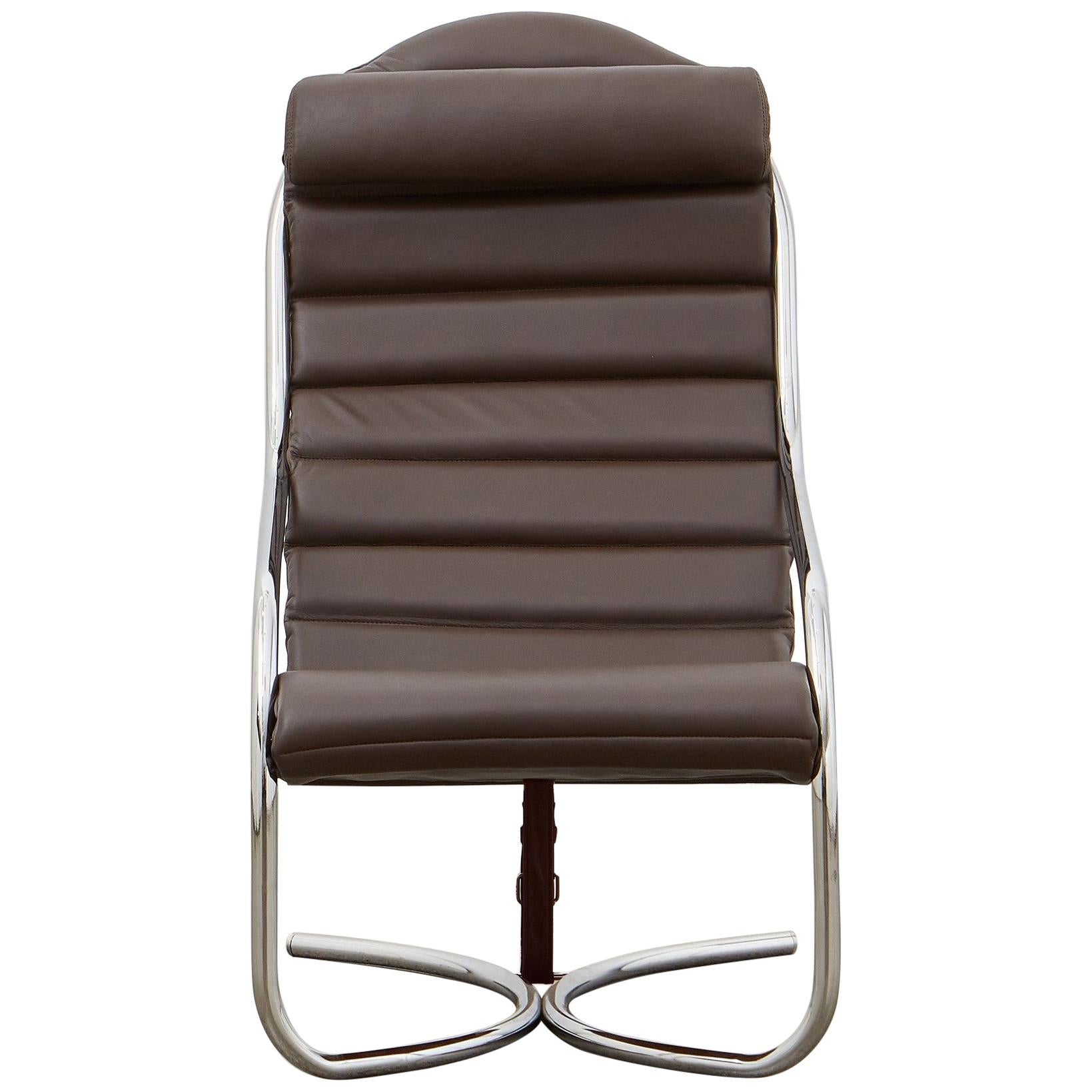PH Lounge Chair, chrome, leather extreme mocca