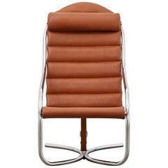 PH Lounge Chair, cromo, pelle noce estremo