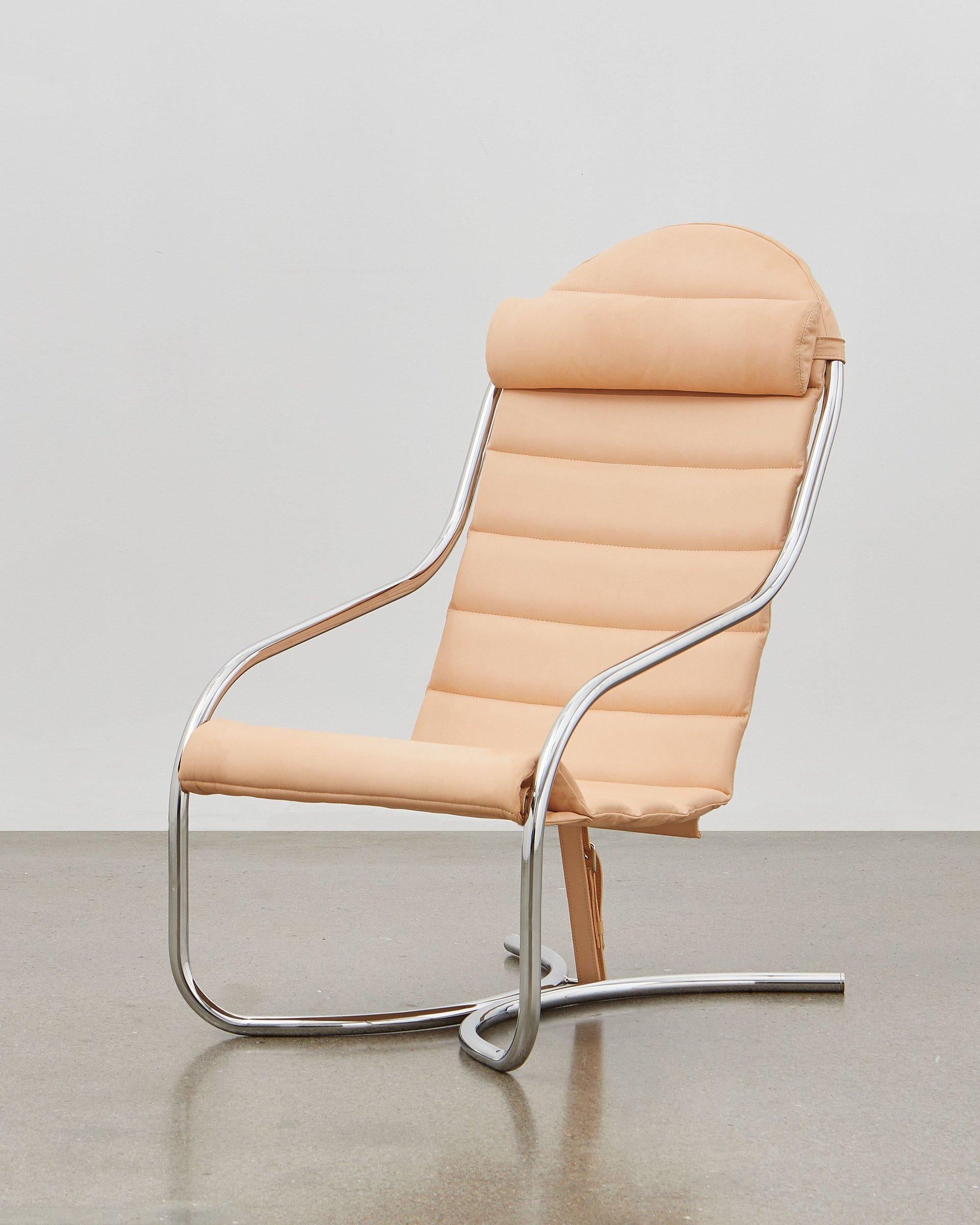 Bauhaus PH Lounge Chair, Chrome, Leather Natural Un-Dyed For Sale