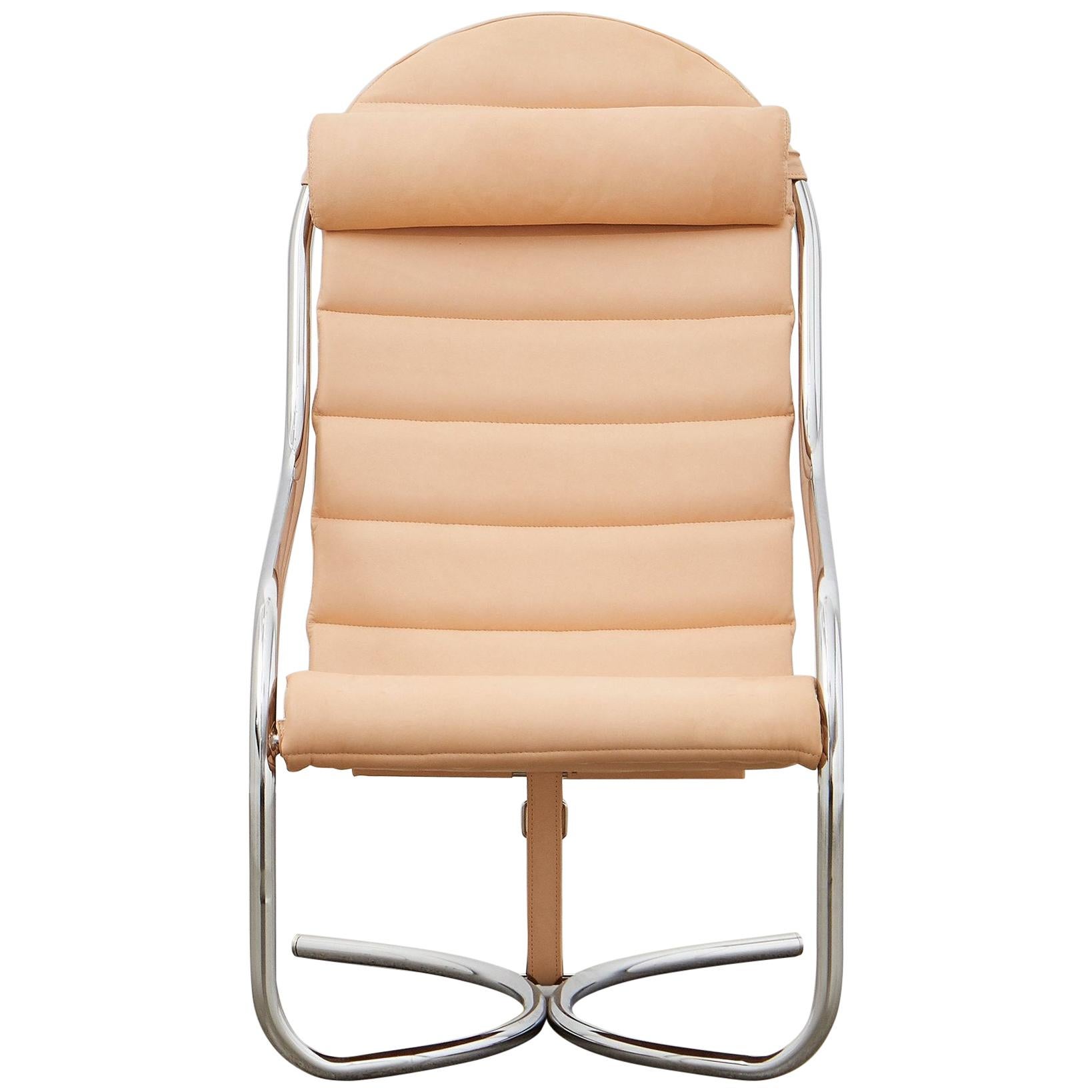 PH Lounge Chair, Chrome, Leather Natural Un-Dyed