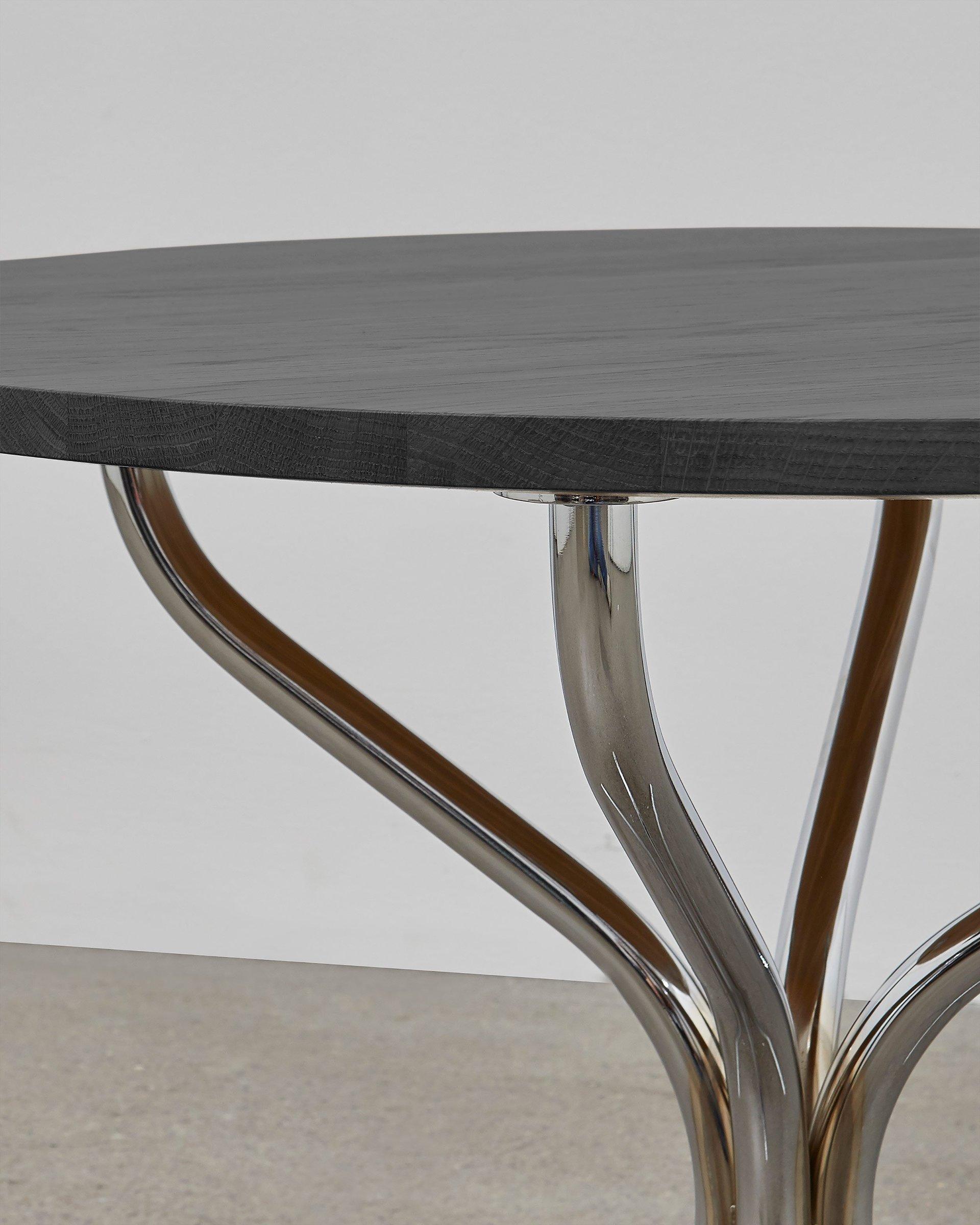 Bauhaus PH Lounge Table, Chrome, Solid Black Oak Table Plate For Sale