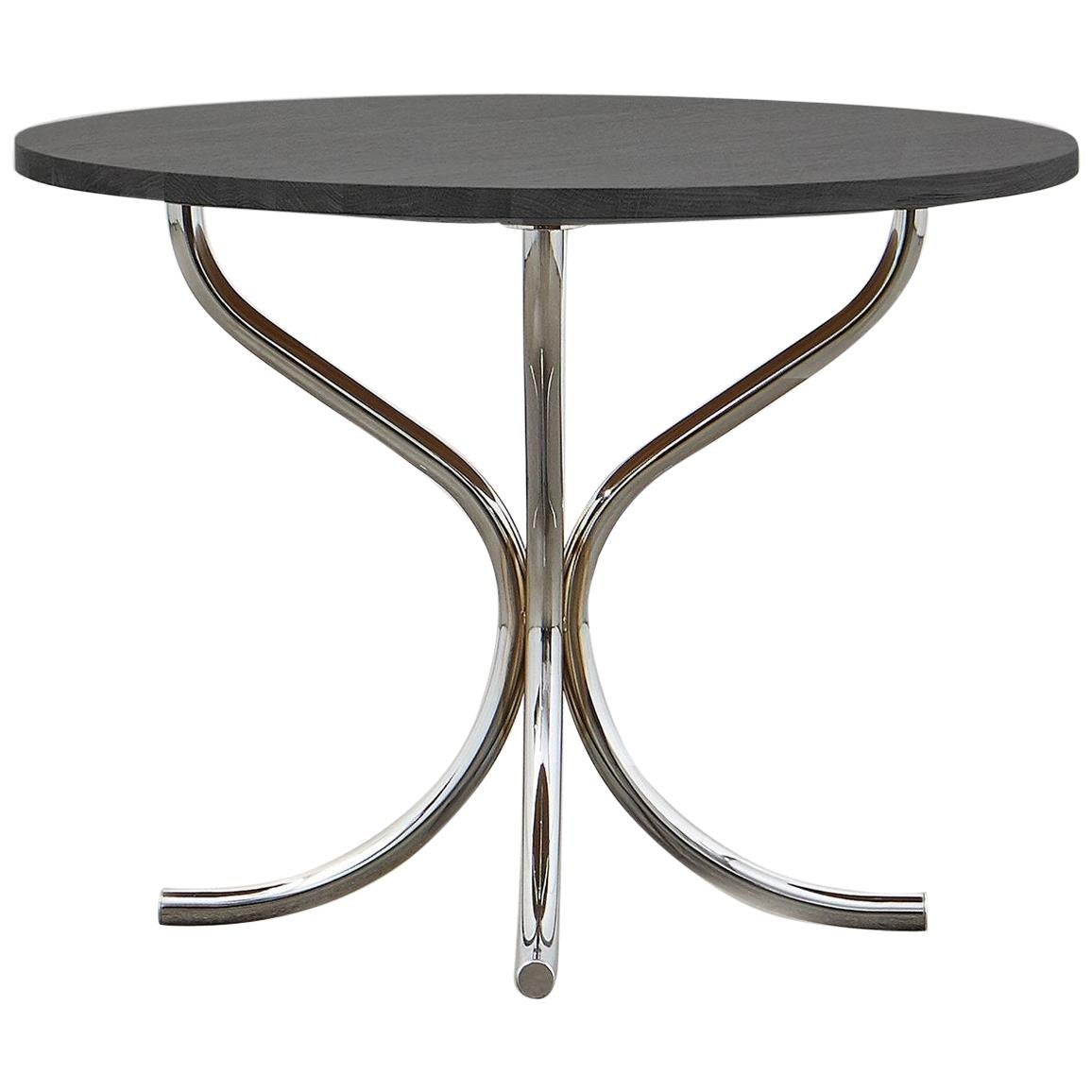 PH Lounge Table, Chrome, Solid Black Oak Table Plate