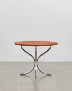 PH Lounge Table, chrome, solid mahogany table plate