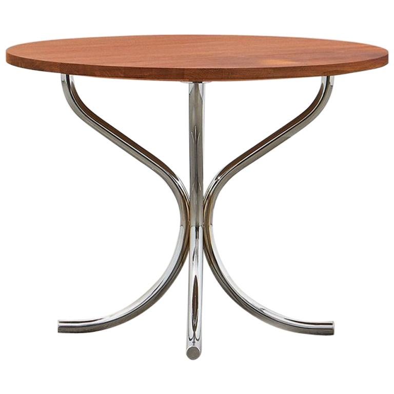 PH Lounge Table, chrome, solid mahogany table plate
