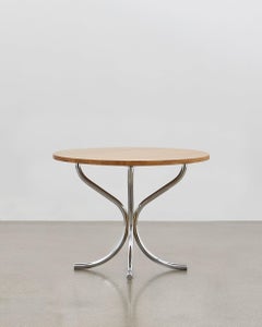 PH Lounge Table, Chrome, Solid Natural Oak Table Plate