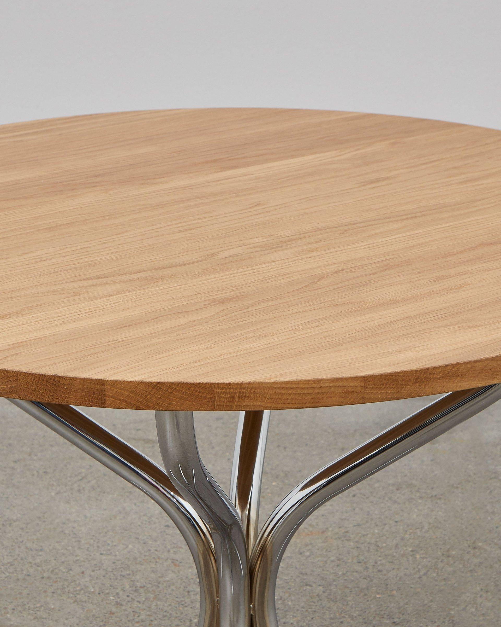Danish PH Lounge Table, Chrome, Solid Natural Oak Table Plate For Sale