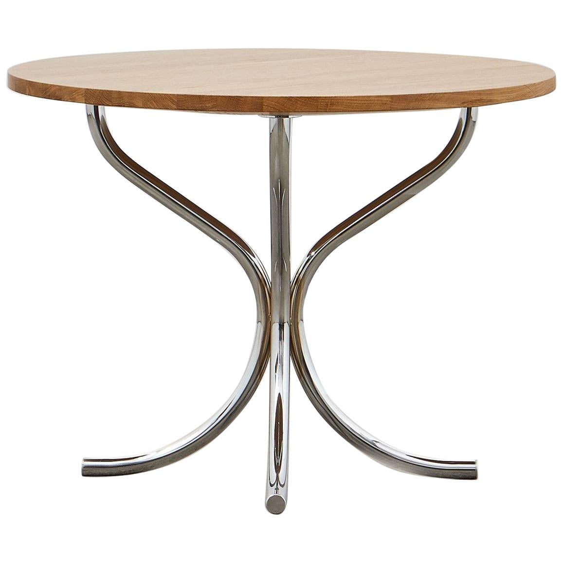 PH Lounge Table, Chrome, Solid Natural Oak Table Plate