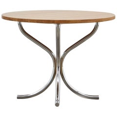 PH Lounge Table, Chrome, Solid Natural Oak Table Plate