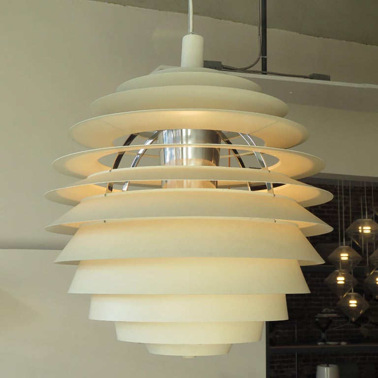 PH Louvre Pendant Light by Poul Henningsen In Good Condition For Sale In Los Angeles, CA