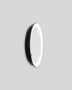 PH Mirror, black painted satin matt, diameter 500mm, on/off pull cord, ph