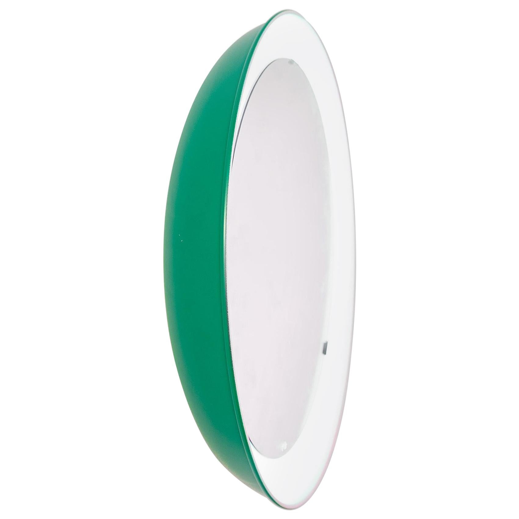 PH-Spiegel, grün lackiert, satiniertes Passepartout, Durchmesser 700 mm, Ein- und Ausziehschnur, ph