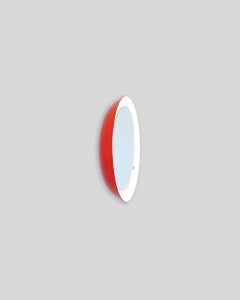 PH-Spiegel, rot lackierter Satin, matt, Durchmesser 360 mm, auf/offgezogene Schnur, PH-Initialen