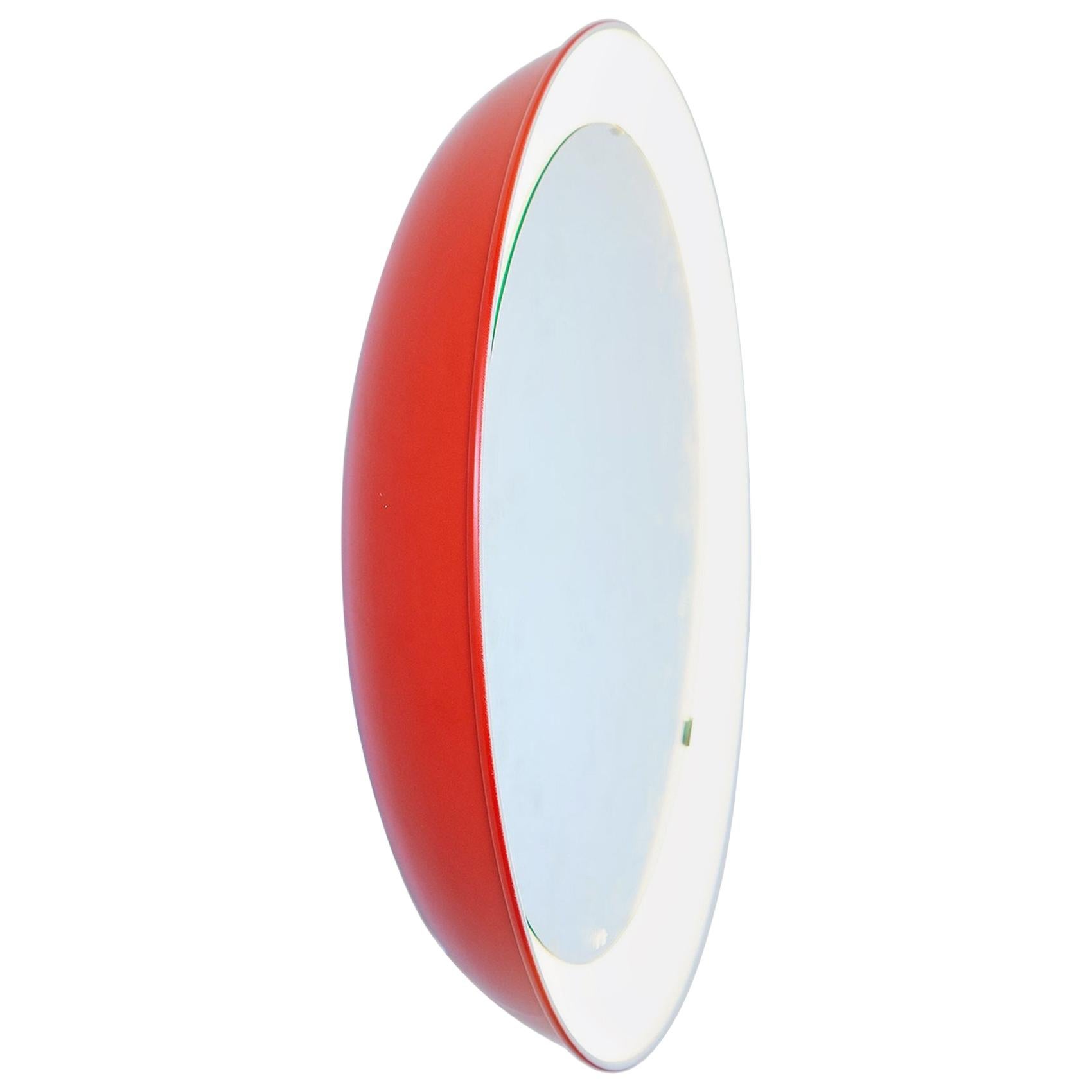 PH-Spiegel, rot lackierter Satin Matt, Durchmesser 700 mm, auf/offgezogene Schnur, Ph-Initialen