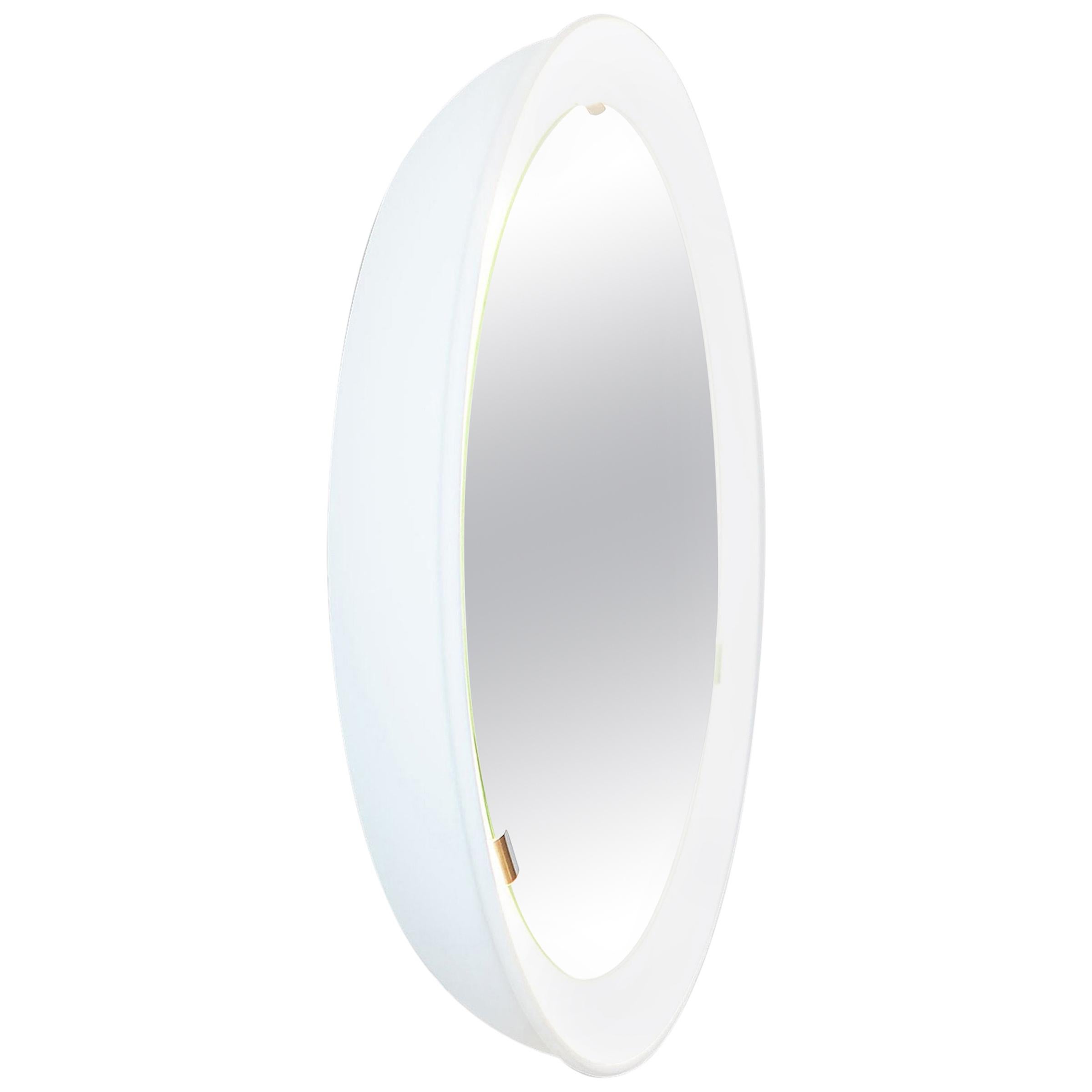 PH-Spiegel, weiß lackiert, satiniertes Passepartout, Durchmesser 360 mm, ausziehbare Schnur, ph