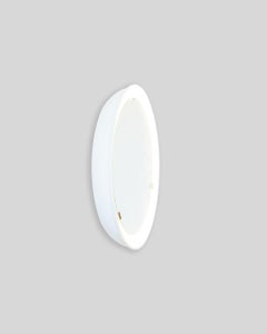 "PH" Mirror in matt white satin aluminium, Medium diameter, on/off pull cord.