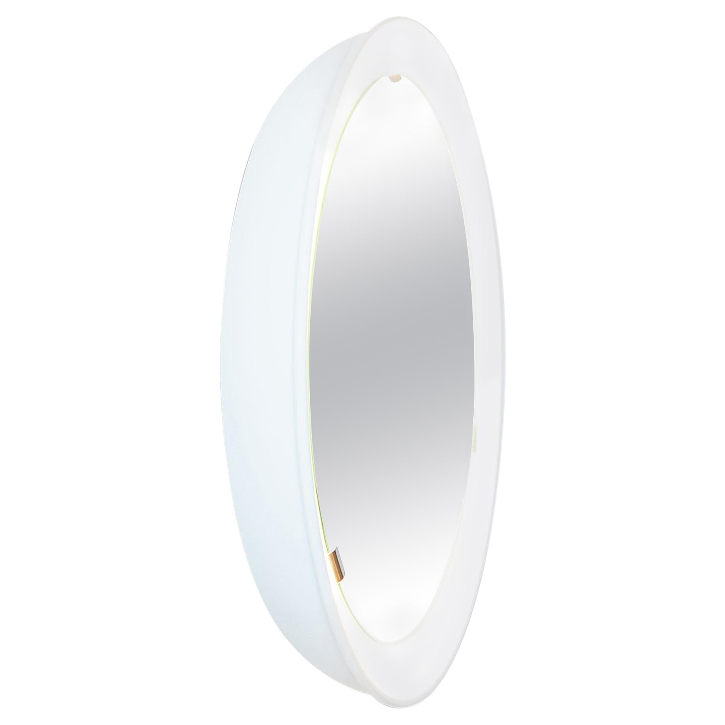 PH-Spiegel, weiß lackiert, Satin matt,  Durchmesser 700 mm, auf/off Pull Cord, Ph