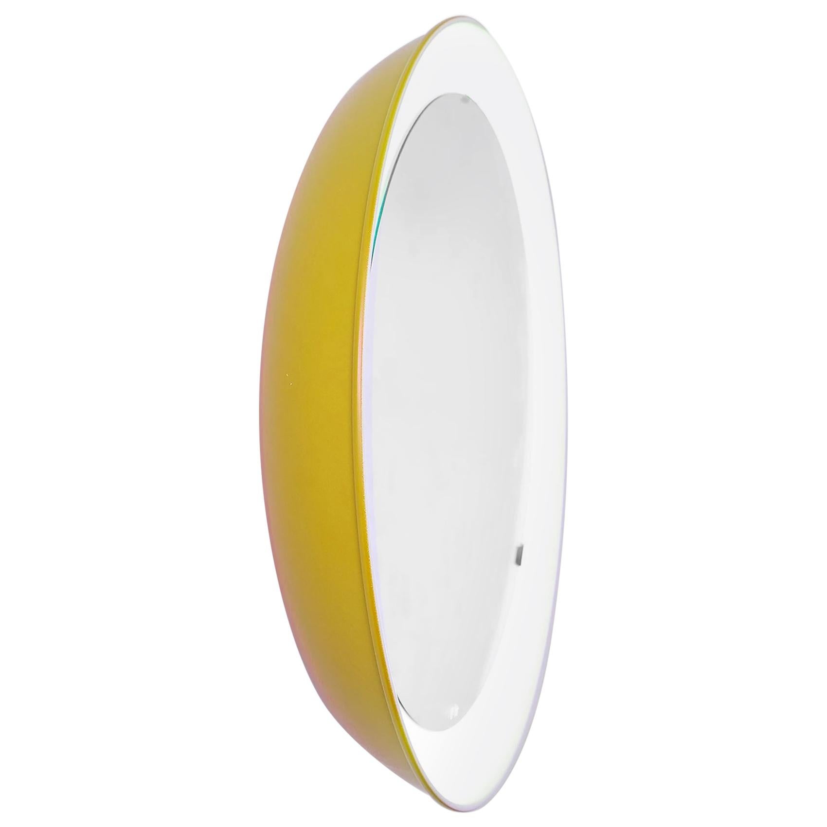 PH Mirror, yellow painted satin matt, diameter 700mm, on/off pull cord, ph