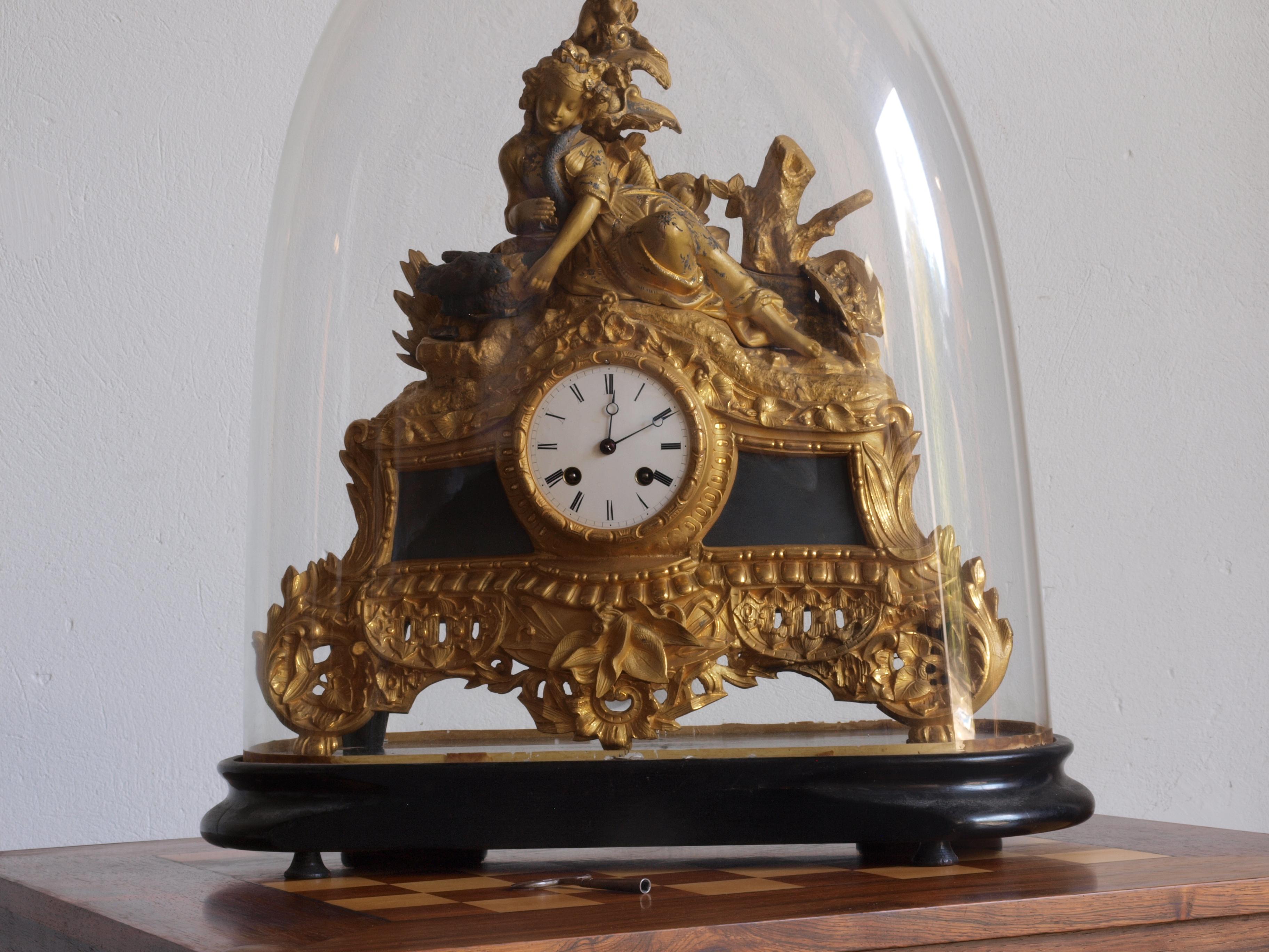 Baroque PH. Mourey France Late 1800s Mantle Clock